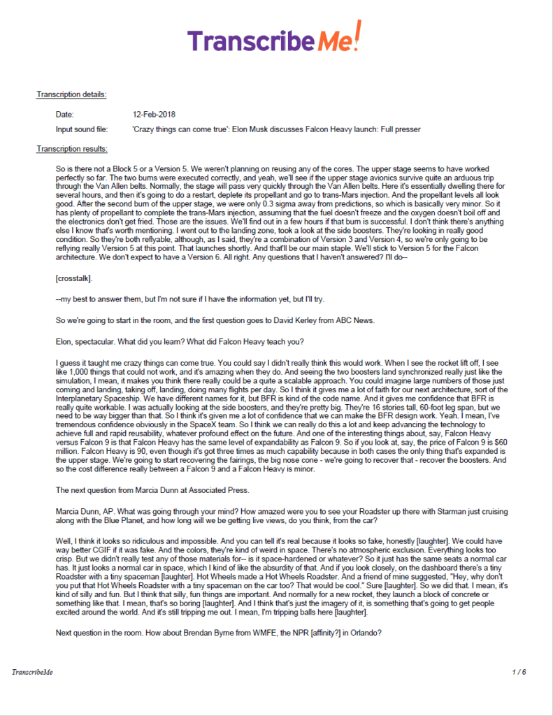 Sample Transcripts - TranscribeMe